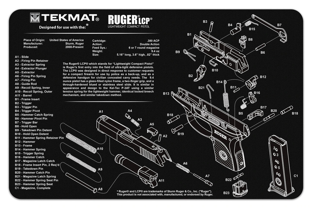 TekMat Handgun Cleaning Mat Ruger LCP