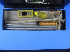 Vintage Mill Run Brite-Bore Shot Gun Cleaning Kit Metal Box Wood Handle Rod