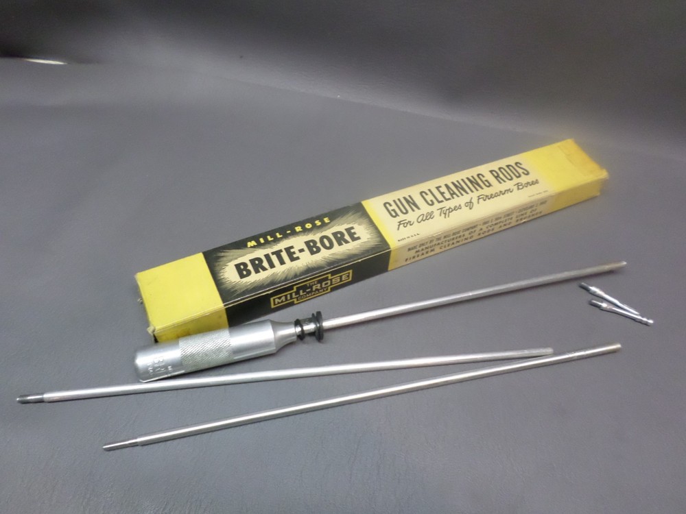 VINTAGE MILL – ROSE BRITE BORE GUN CLEANING ROD – NO. 3001 W/ BOX – 22 CAL.