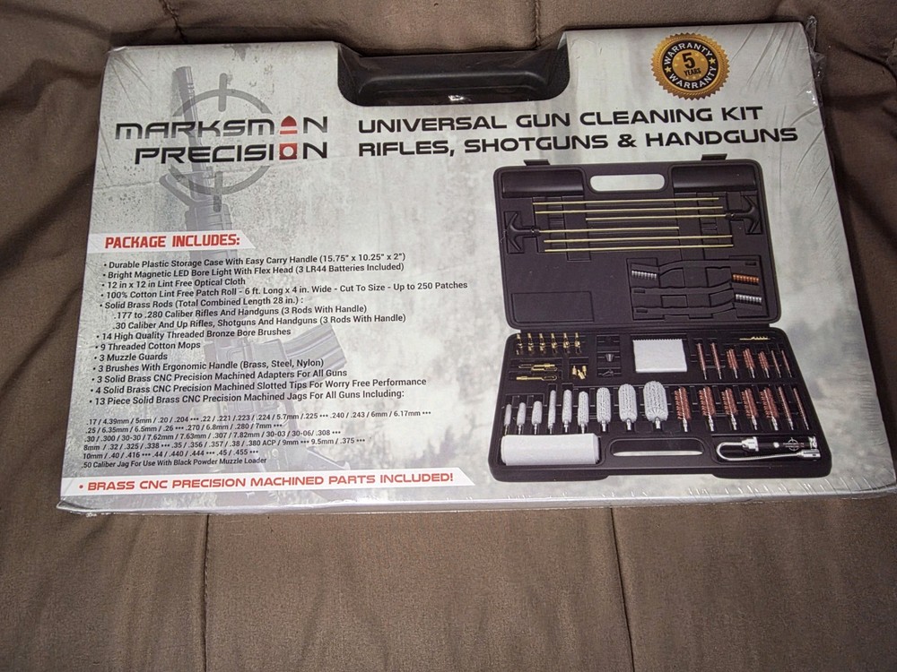 NIB Marksman Precision Universal Gun Cleaning Kit Machined BRASS Jags & Tips!