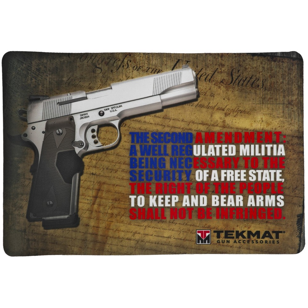 TekMat TEKR172AMEND Right To Bear Arms Cleaning Mat Multi-Color Rubber 11″x17″ 2