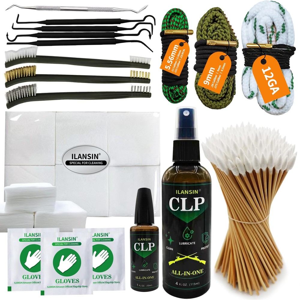 Bore Cleaner CLP Oil Needle+Spray,Cleaning Kit,12Ga/5.56/9mm Cleaning Snake,C…