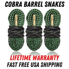 3 Pack Gun Bore Cleaning Rope Lifetime Breakage Warranty Cobra Barrel Snake