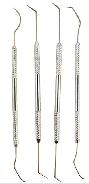 4 Piece Double Ended Pick Set Chrome Plated for Cleaning Guns Survival Camping