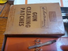 Vintage Ted Williams Rifle Cleaning Kit by Sears. Orange Metal Case. Orig. 1960s