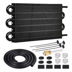 5/16″ Transmission Oil Cooler Tube and Fin Cooler Kit Universal 6 Pass Black