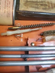 Vintage Ted Williams Rifle Cleaning Kit by Sears. Orange Metal Case. Orig. 1960s