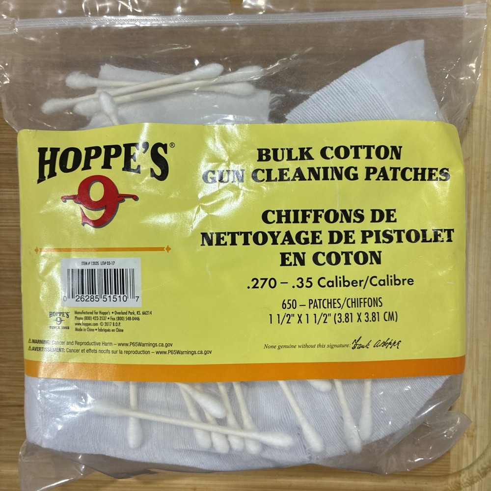 Hoppe’s No. 9 Gun Cleaning Patch, .270-.35 Caliber (650 Pack)