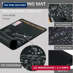 Gun Cleaning Mat for Glock – 24″ x12″ Gun Mat Black (with 6″ Swabs)