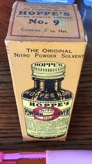 Vintage 1937 Hoppe’s Nitro Powder Solvent No. 9 Bottle, Original Liquid included