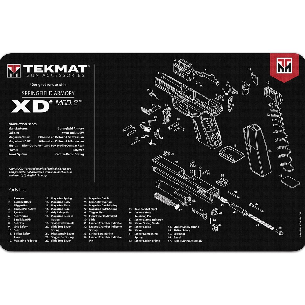 TekMat Original Gun Cleaning Mat – 17″ X 11″ – Springfield Armory XD MOD.2