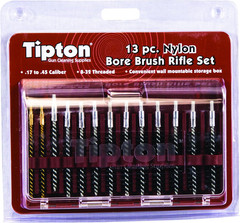 Nylon Bore Brush 13 Piece Set with Molded Hinge-Top Storage Box for Gun Cleaning