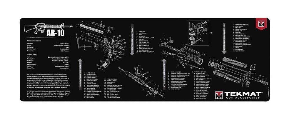 TekMat 36in Printed Gun Cleaning Mat , Black, TEK-36- Bench Mat