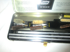 Vintage Sears Roebuck and Co gun cleaning kit, No. 2152 12-16Ga, 20-28Ga, 410Ga