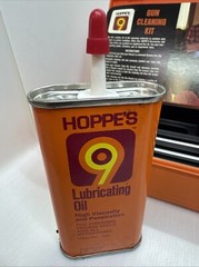 Vintage Hoppe’s 9 Gun Cleaning Kit & Orange Storage Box Oil Solvent