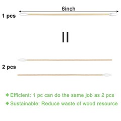 200 Pcs 6 Inch Gun Cleaning Cotton Swabs with Double Pointed Tips, Strong Bamboo
