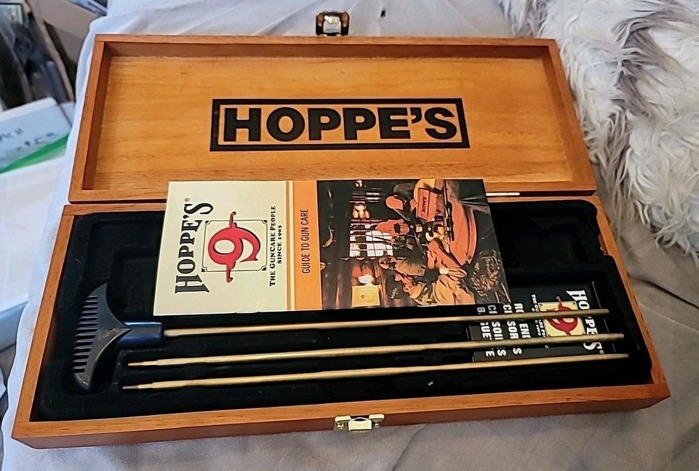 Hoppe’s No. 9 Deluxe Gun Cleaning Kit In Hinged Cherry Wood Box Accessories Rod
