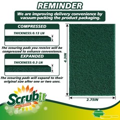 SCRUBIT Heavy Duty Non-Scratch Reusable Green Scouring Pads – 50 Pack