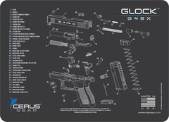 For Glock 43X Schematic Handgun Mat Cerus Gear Grey