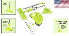 5-in-1 Eco-Friendly Cleaning Kit: Spray Mop, Duster & Window Squeegee in Green