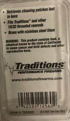 Traditions A1256 Performance Firearm.45/.50/.54 Caliber Patch Puller/Worm Brass