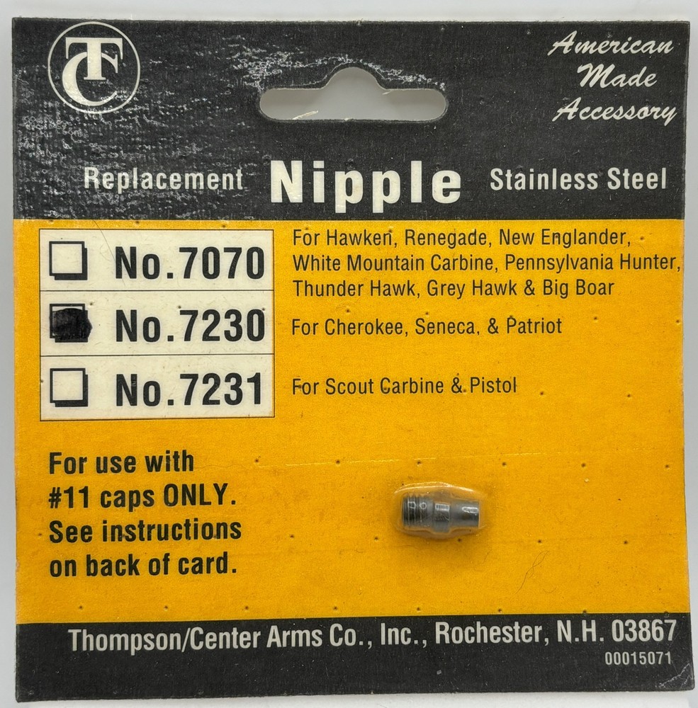 Thompson/Center REPLACEMENT Stainless Steel – NIPPLE #7230 Muzzle Loader (New)