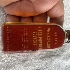 Montgomery Wards Western field Nitro Powder Solvent Bottle Nice! 3/4 Full