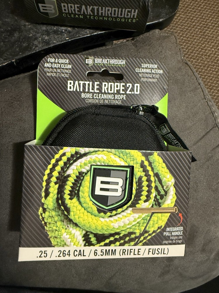 breakthrough battle rope 2.0 bore cleaning rope .25/.264 cal/6.5mm rifle