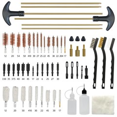 Rifle Gun Cleaning Kit with Brass Rods Nylon Brushes and Jags Tool Set