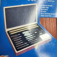 GunMaster Deluxe 42 Piece Universal Gun Cleaning Kit Rods Brushes Mops Wood Box