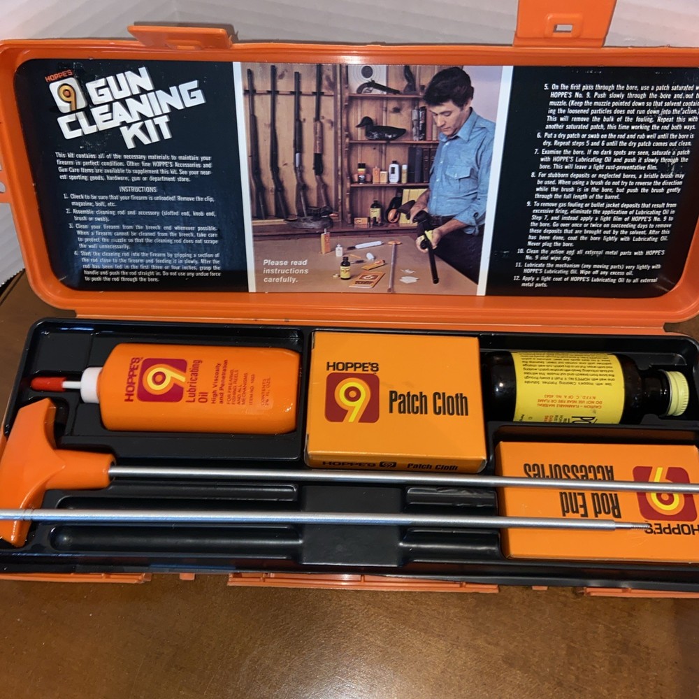 Hoppe’s 9 Gun Cleaning Kit All Firearms, Oil, Solvent, Rod, Cloth #bs