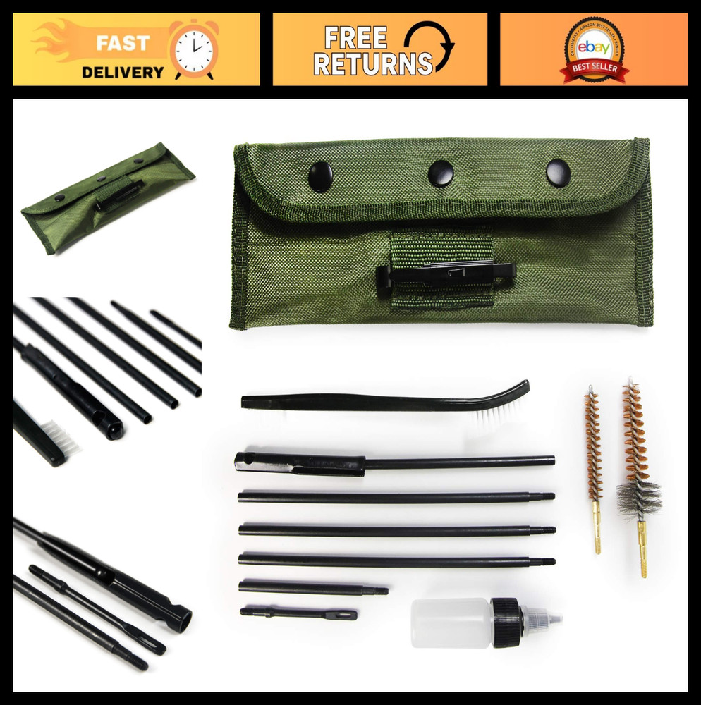 Portable Rifle Gun Cleaning Kit for .22/.556 & .30/.762 Caliber – Metal Brushes,