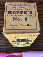 Vintage 1937 Hoppe’s Nitro Powder Solvent No. 9 Bottle, Original Liquid included