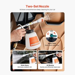 Car Cleaning Gun, 6-9.2 Bar High-Pressure Air Blow Gun with 2 Set Nozzles
