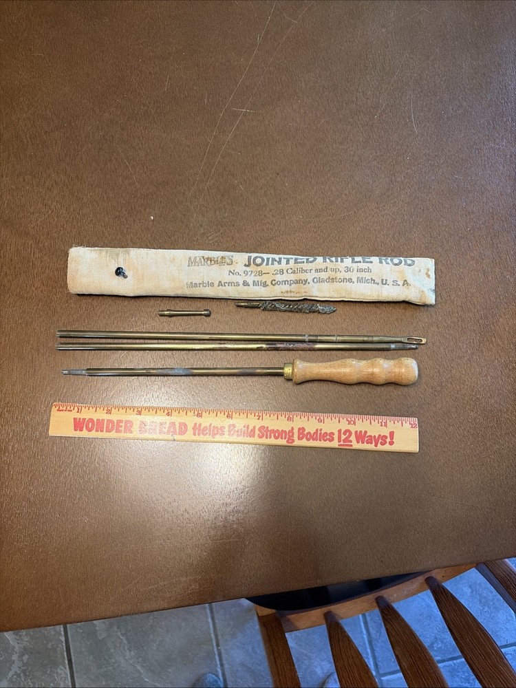 Vintage Marbles stainless steel Jointed Rifle Cleaning Rod #9728 28 Cal + USA