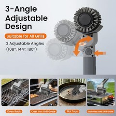 Electric Grill Brush, Cordless Grill Cleaning Kit for Outdoor | 3-Angle
