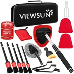 Windshield Cleaner Tool, 17Pcs Car Interior Cleaning Kit, Car Detailing Kit Red