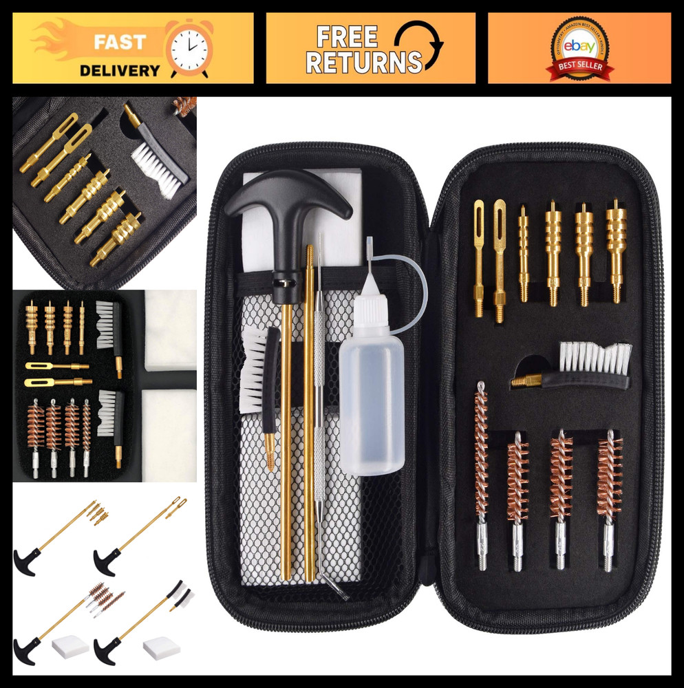 Universal Handgun Cleaning Kit for .22 .357 .38 9mm .40 .45 Caliber Pistols – Po