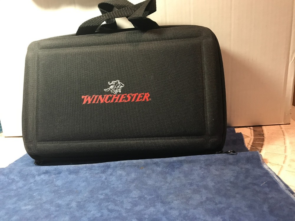 Winchester Pistol Cleaning Kit Case 12 Bore Brush Cloth Patches Rod w/ Handle