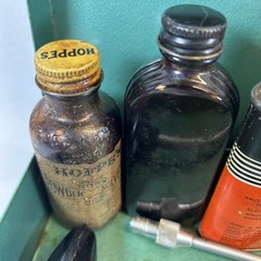 Vintage Challenger Gun Cleaning Case, Sears Oil, Patches, Grease, Bores, Brushes