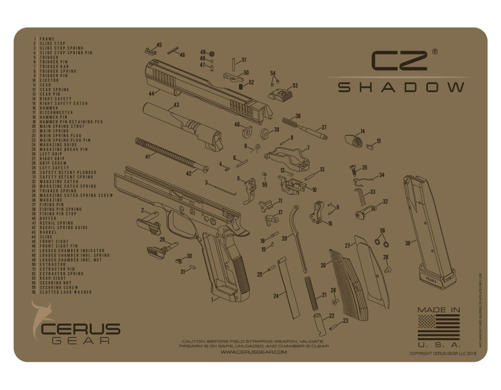 For CZ Shadow 2 Armorers Cleaning Mat Cerus Gear PREMIUM FDE Made In USA