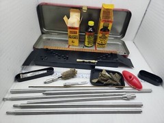 VINTAGE OUTERS GUNSLICK RIFLE GUN CLEANING KIT NO. 477 IN METAL BOX