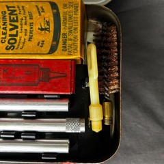 Vtg Outers No. 478 Shotgun Cleaning Kit, 16 Ga – 1960s Metal Case, Hunting Theme