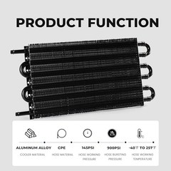 5/16″ Transmission Oil Cooler, Aluminium 6 Pass Tube and Fin Cooler Kit 6 Row