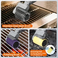 Electric Grill Brush, Cordless Grill Cleaning Kit for Outdoor | 3-Angle