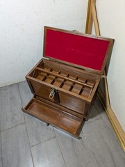 Vintage Rustic Wood Gun Cleaning Tool Box Maintenance + Caddy N49