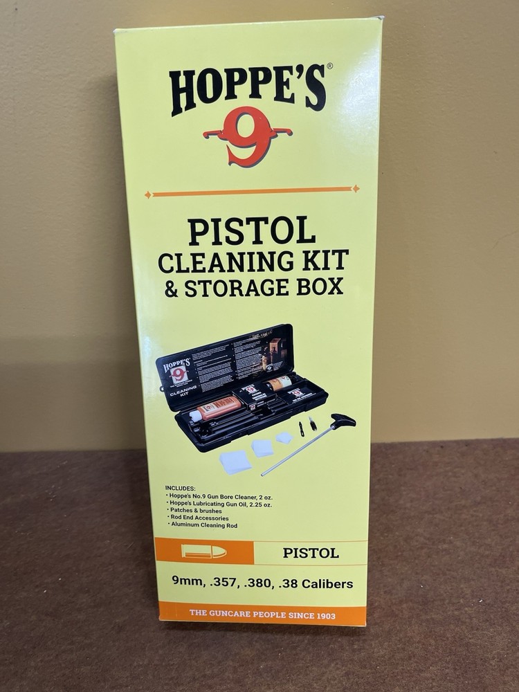 Hoppe’s No. 9 Pistol Cleaning Kit & Storage Box 9mm .357 .380 .38 Calibers PC038
