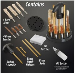 Wild Shot Pistol Cleaning Kit, 22cal .357cal .40cal .45cal 9mm Cylinder Shape