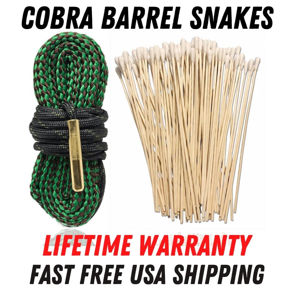 .223 Gun Bore Cleaning Rope Lifetime Warranty Cobra Barrel Snakes 100 Swabs