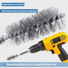 10 Pcs Stainless Steel Bore Brush Set for Powerful Rust Removal – 1/4 Inch Hex
